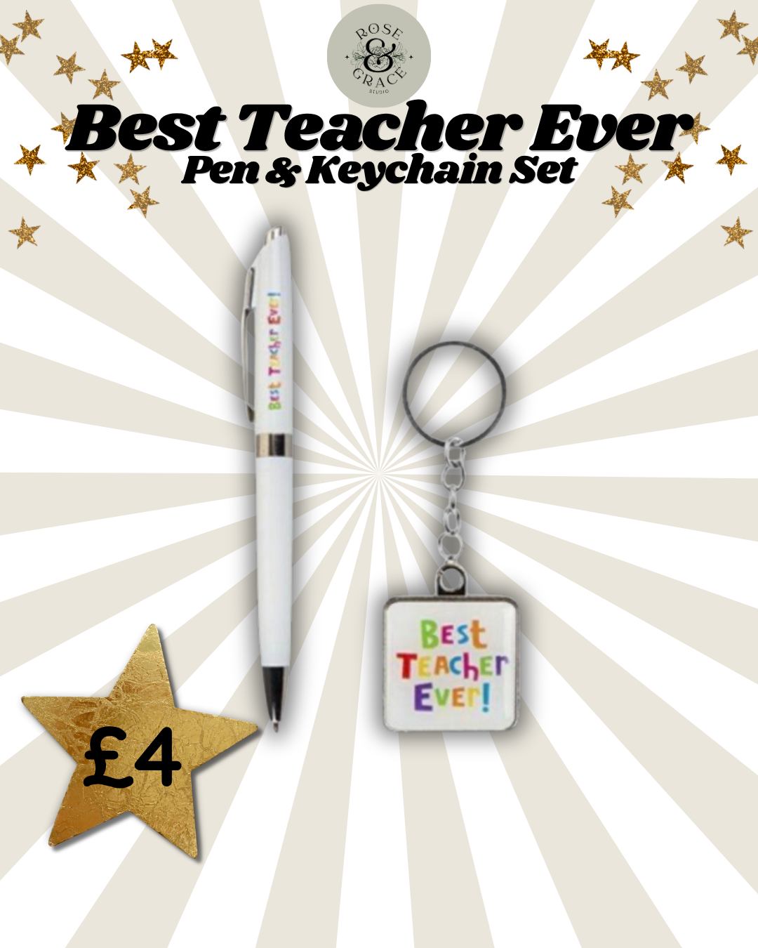 Best Teacher Ever Pen and Keychain set